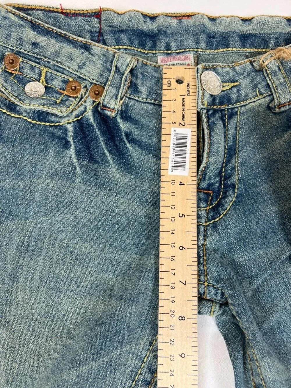 DEADSTOCK True Religion Joey Big T Jeans 28 Made in USA NWT Vintage Indigo Flare - Picture 8 of 12
